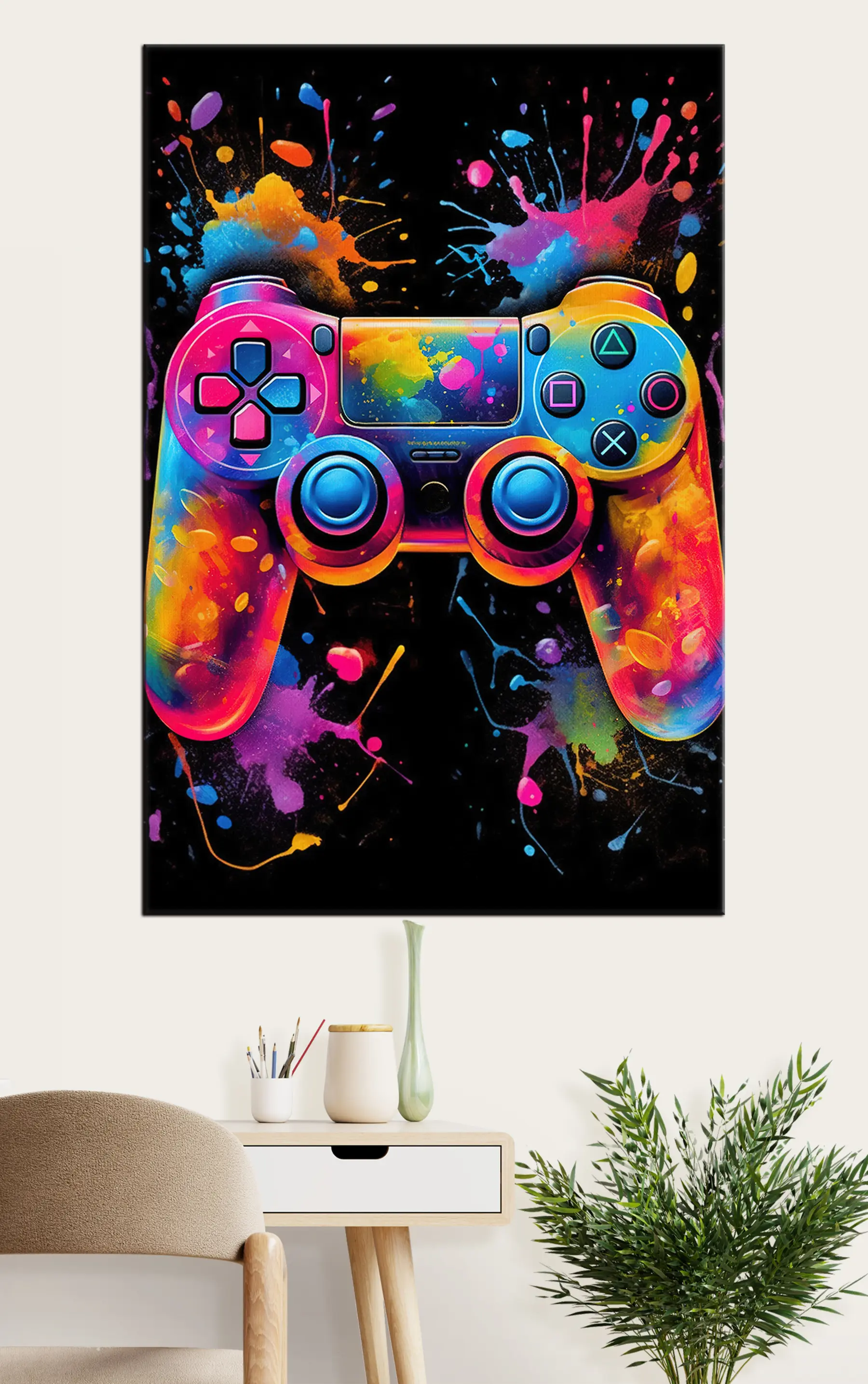 Fototapeta Gamepad i smugi farby s34260