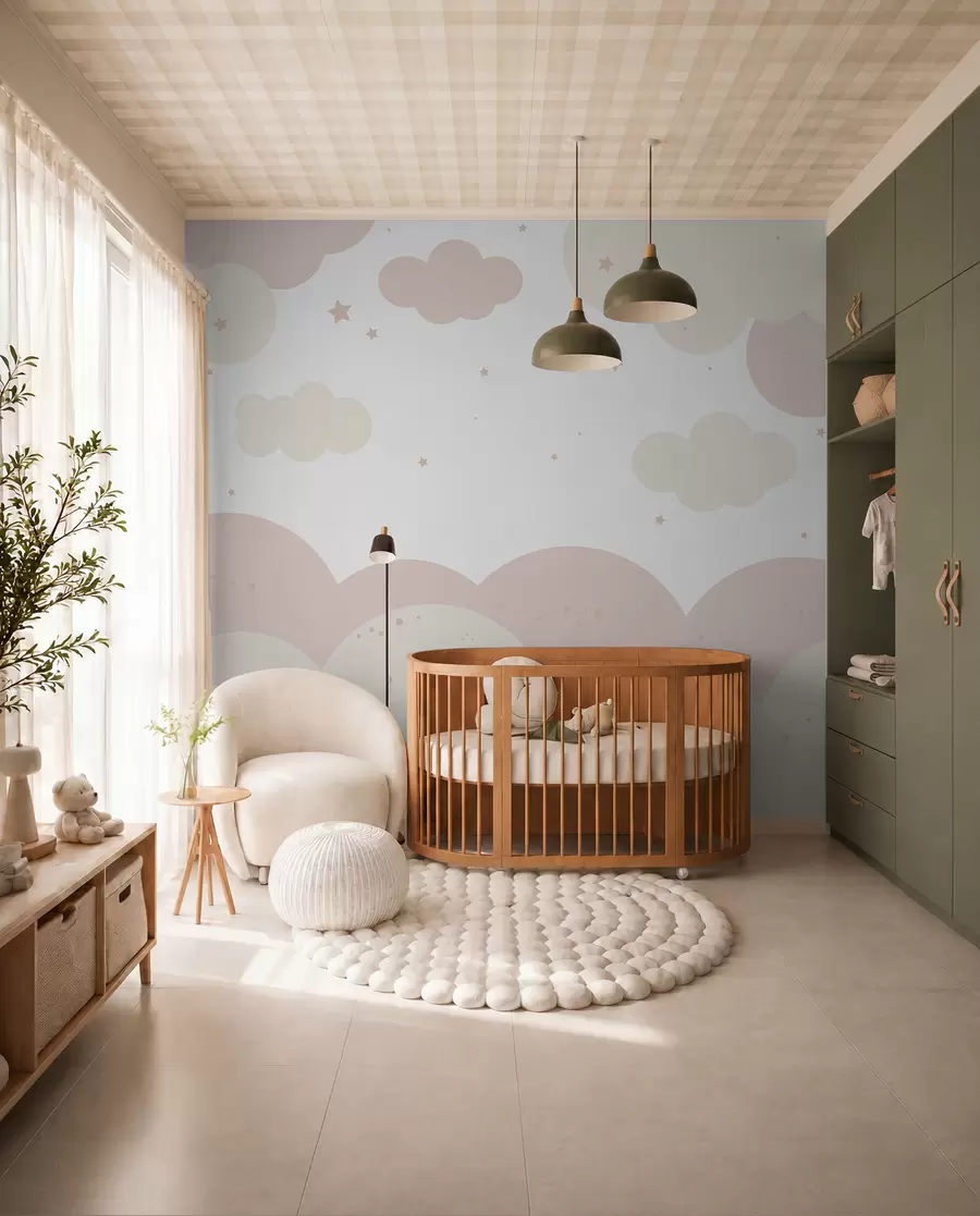 Fototapeta Chmury i gwiazdy w pastelowych kolorach u95398