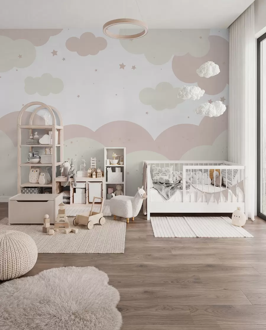 Fototapeta Chmury i gwiazdy w pastelowych kolorach u95398