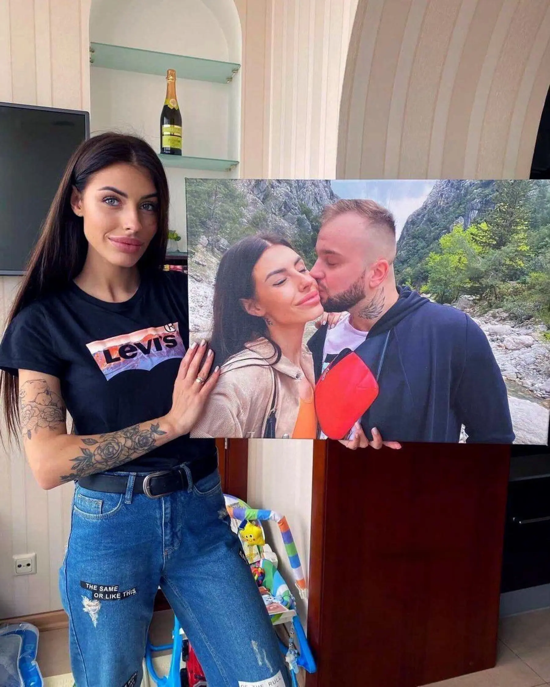 Obraz Prezent na ślub portret w akwareli s34656