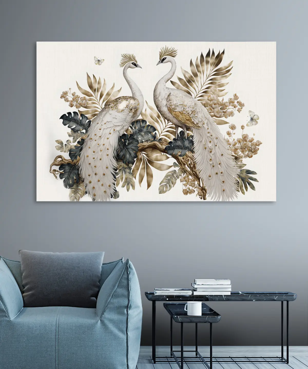 Obraz dwa białe pawie s33942