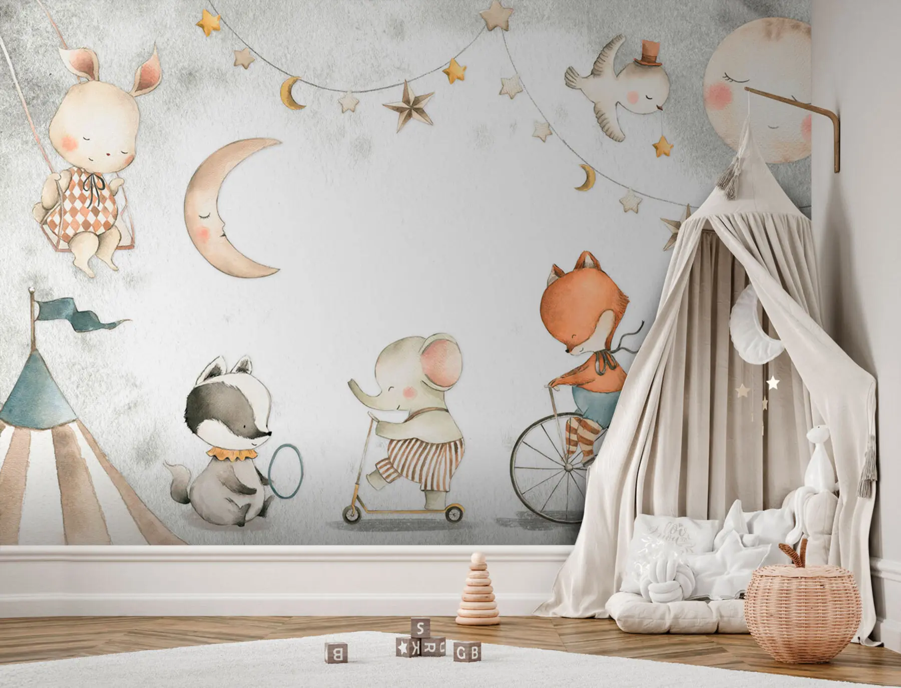 Fototapeta Zwierzęta leśne słoń, lis, borsuk i królik u96075