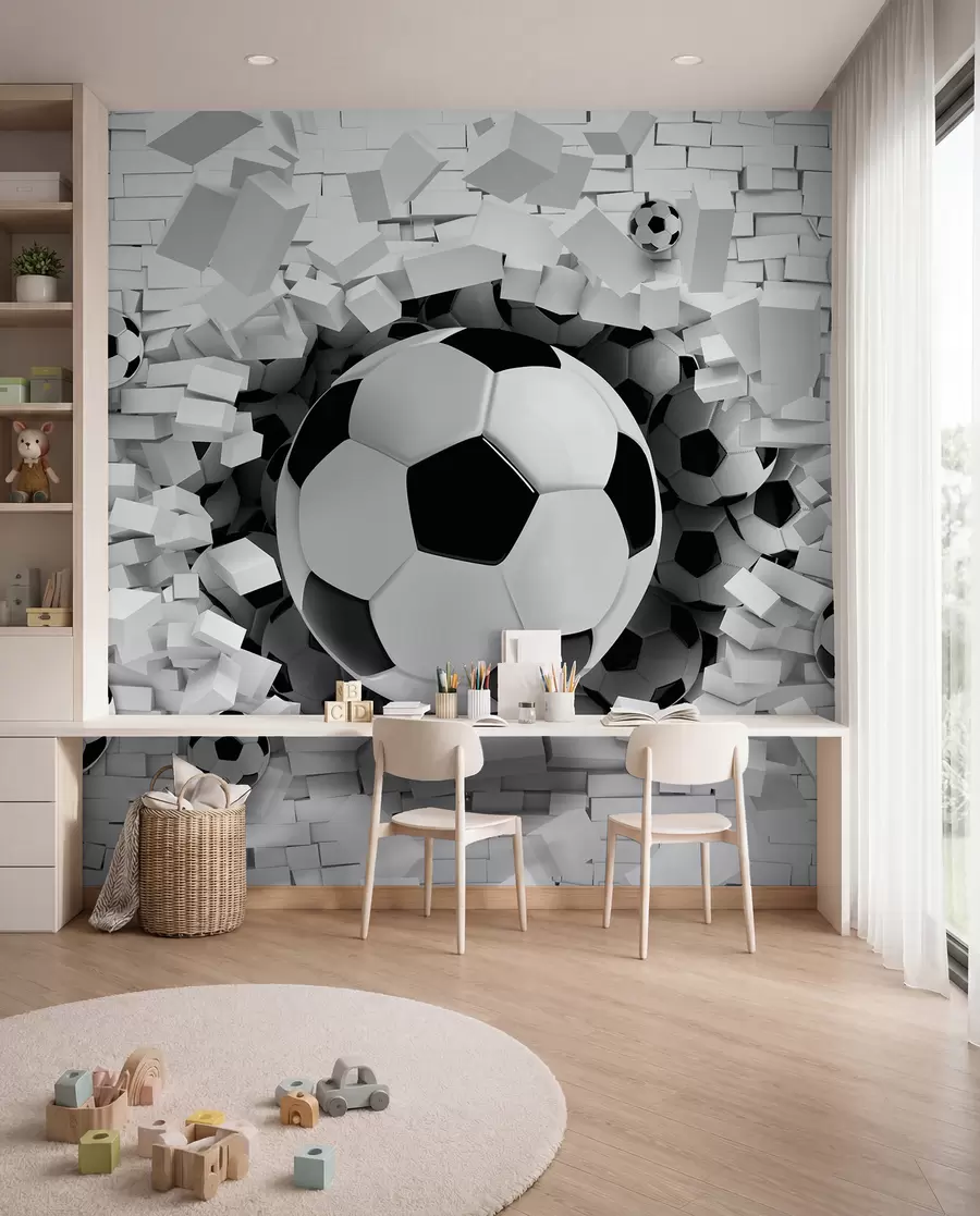 Fototapeta Piłka przebija mur u96315