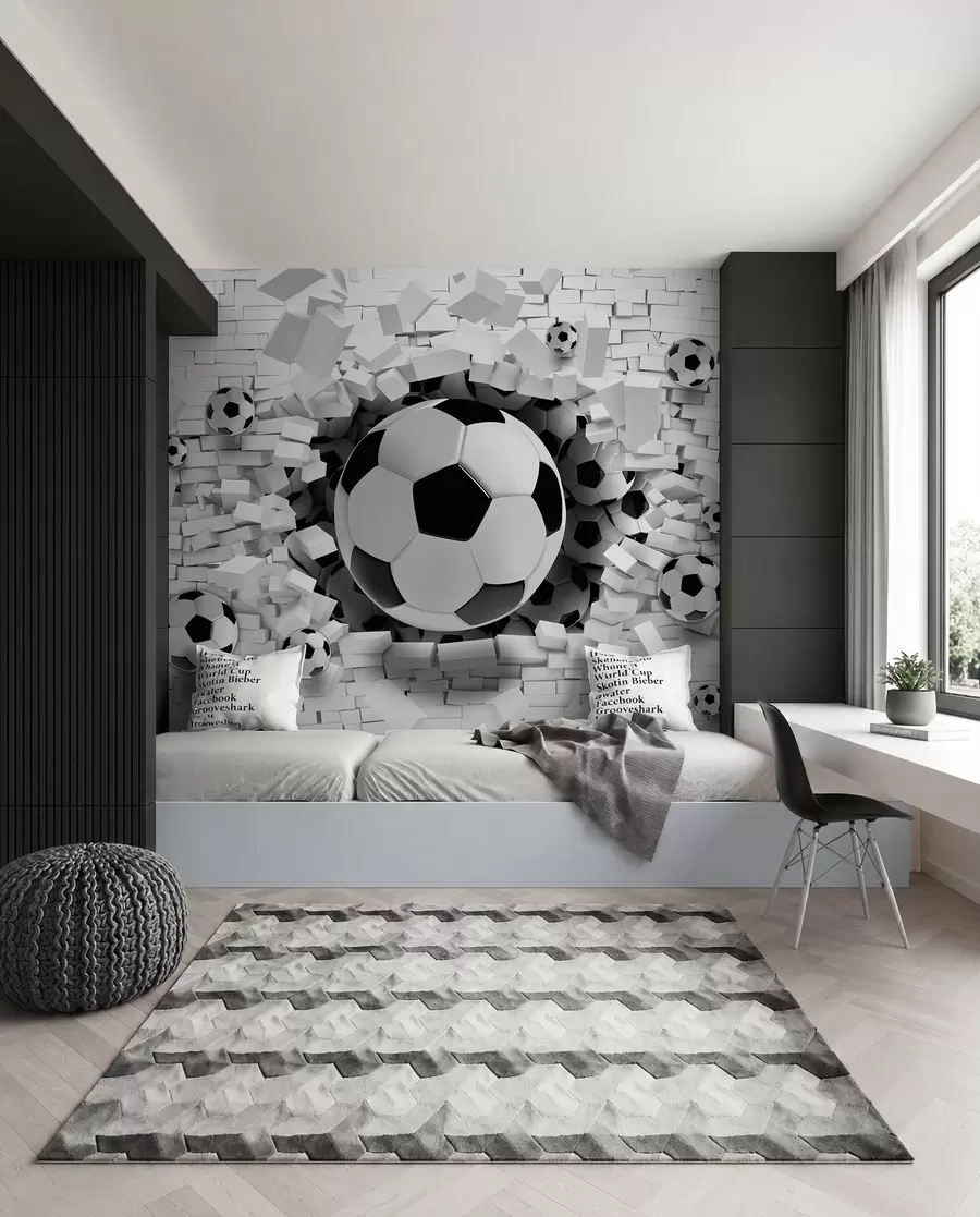 Fototapeta Piłka przebija mur u96315