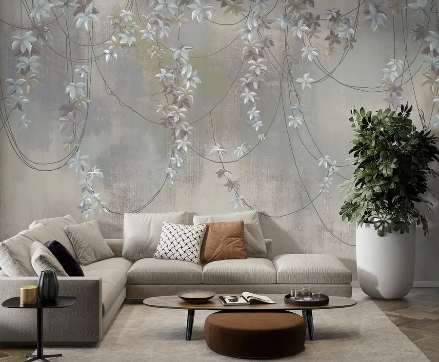 Fototapeta Wiszące gałęzie z liśćmi i kwiatami u95926