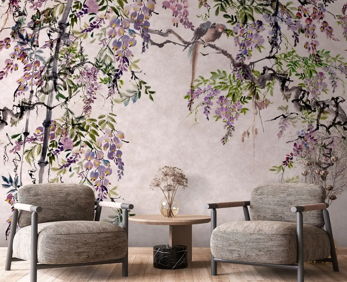 Fototapeta Wisteria kwiaty glicynii w stylu vintage u94621