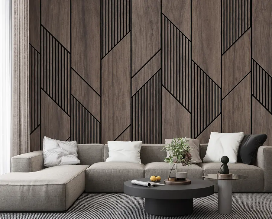 Fototapeta Geometryczne panele z fakturą drewna u97427