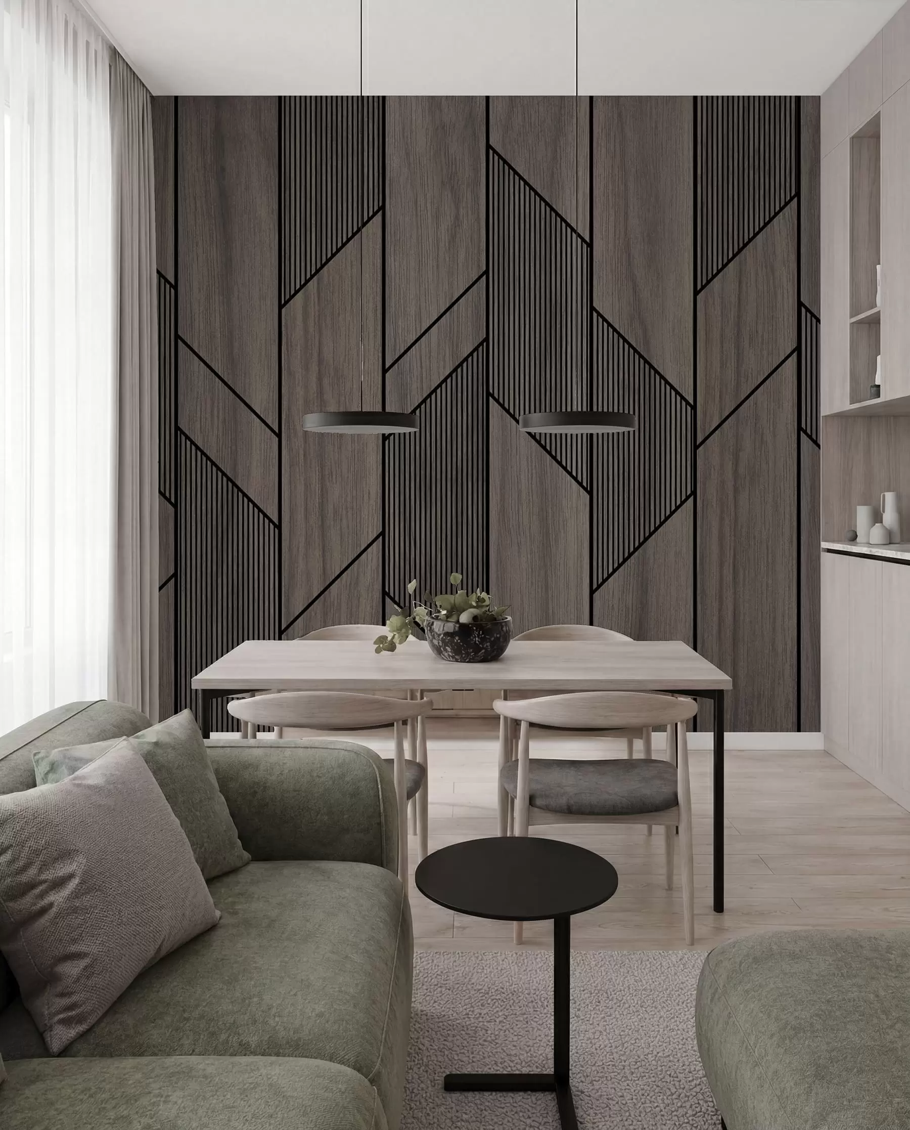 Fototapeta Geometryczne panele z fakturą drewna u97427