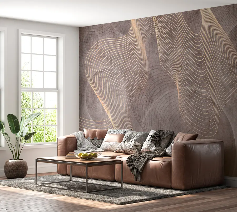 Fototapeta Faliste linie w kolorach piasku i beżu u97469