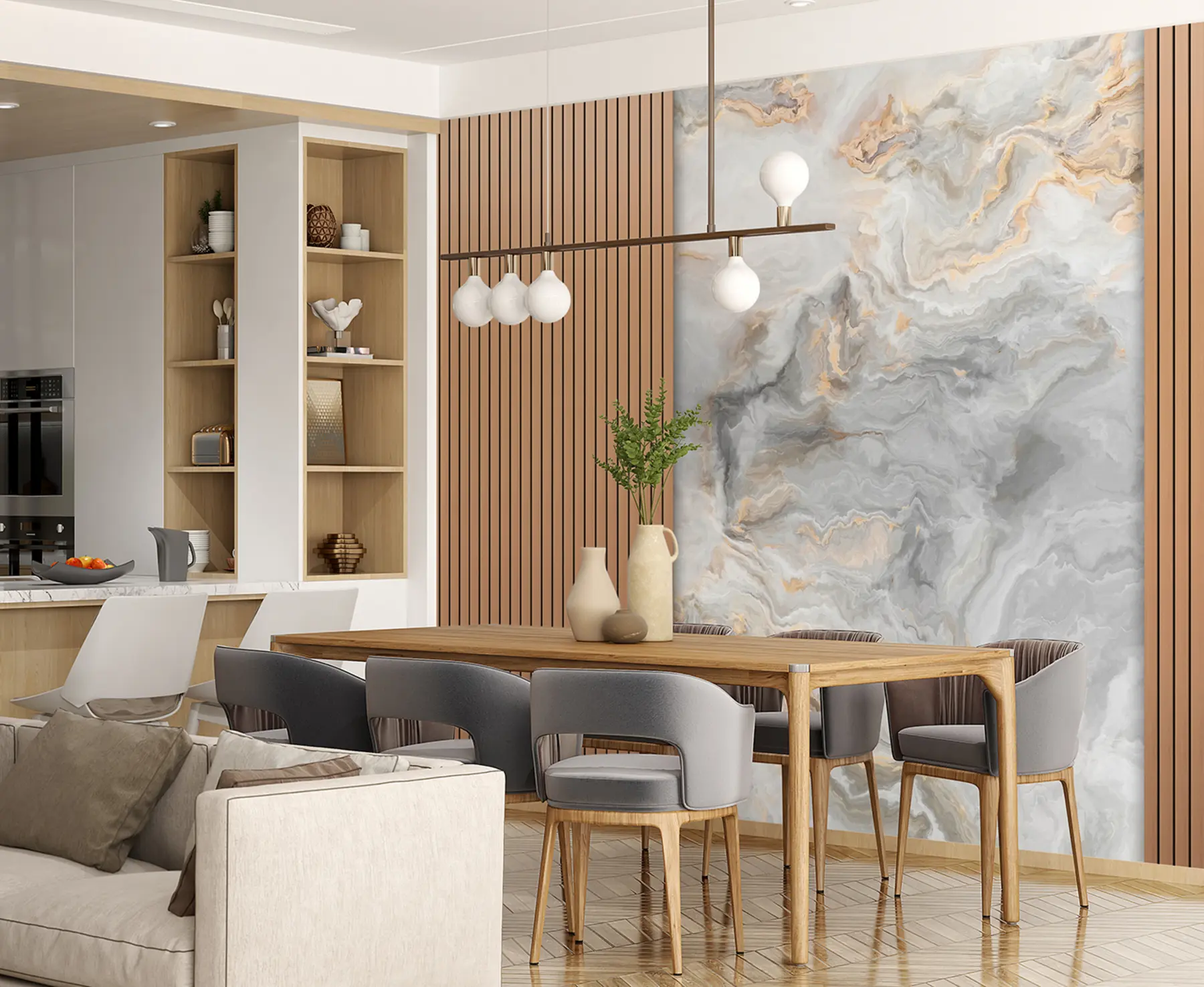 Fototapeta Drewniane listwy z marmurem u97426