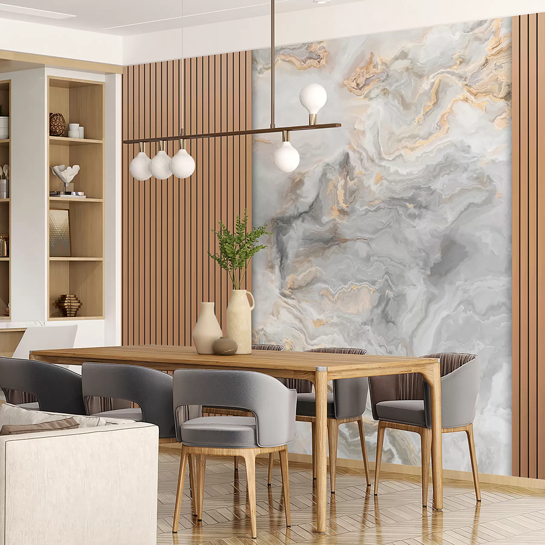 Fototapeta Drewniane listwy z marmurem u97426