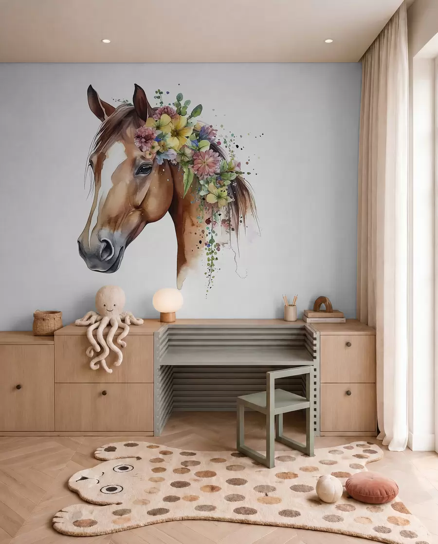 Fototapeta Koń w kwiatowym wianku u98192