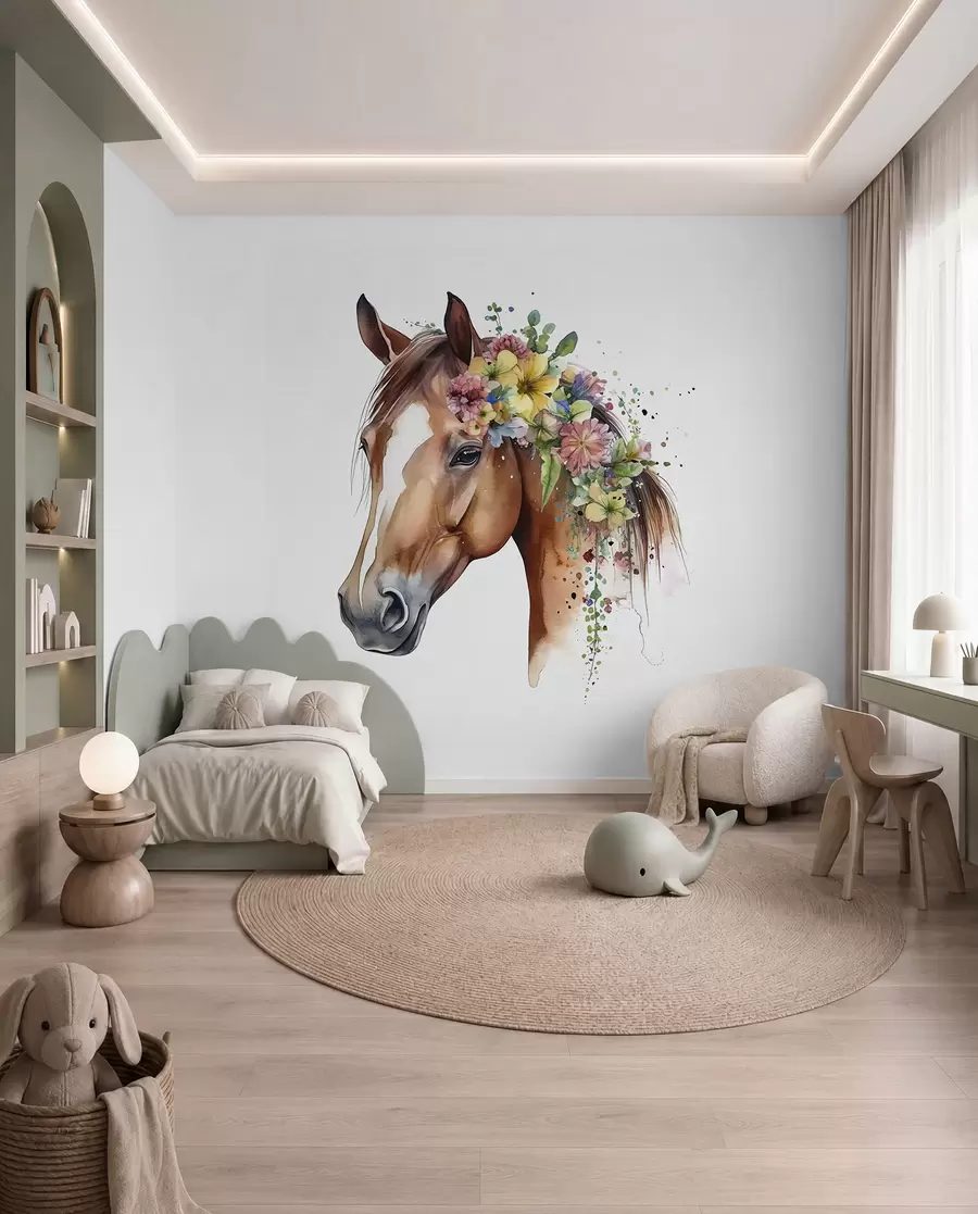 Fototapeta Koń w kwiatowym wianku u98192