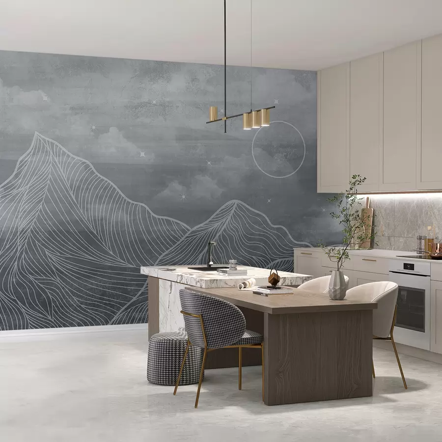 Fototapeta Grunge Texture z chmurami i górami, szary kolor, motyw natury u98838v1