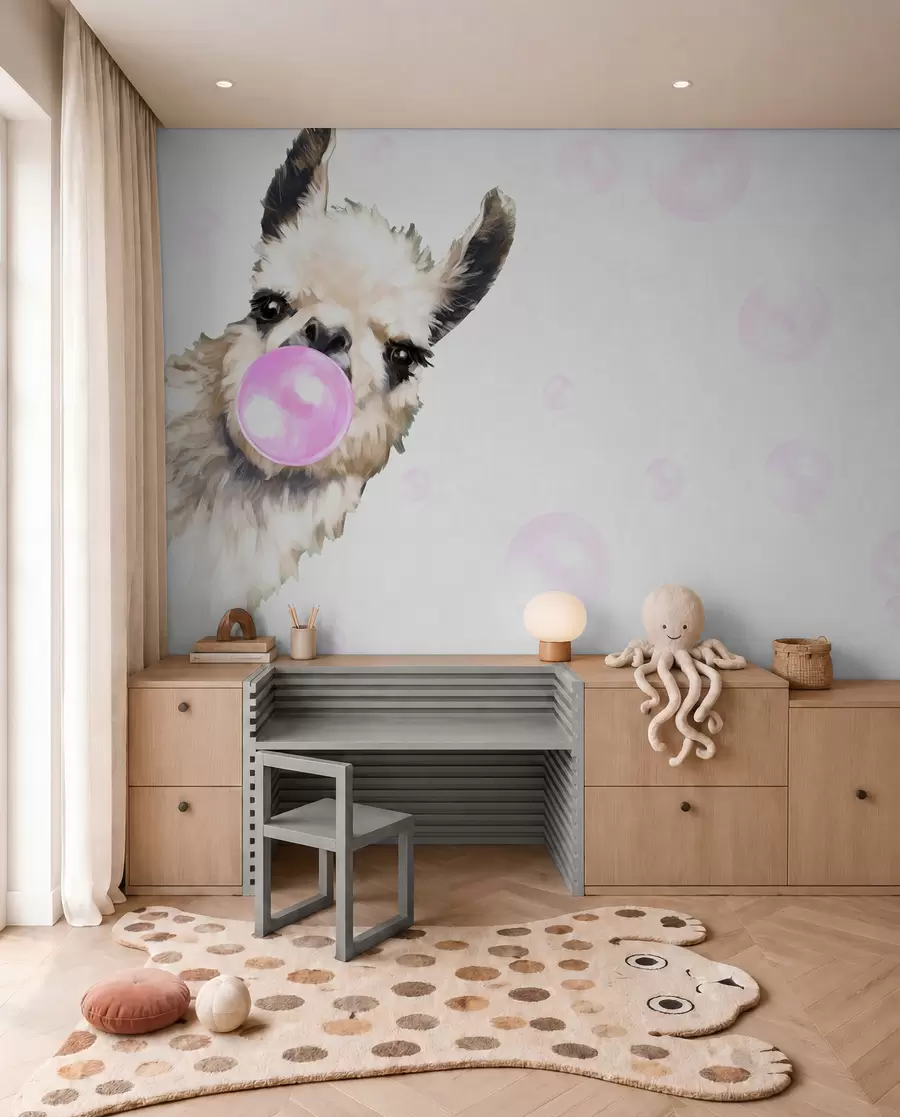 Fototapeta Lama z balonem z gumy u98952