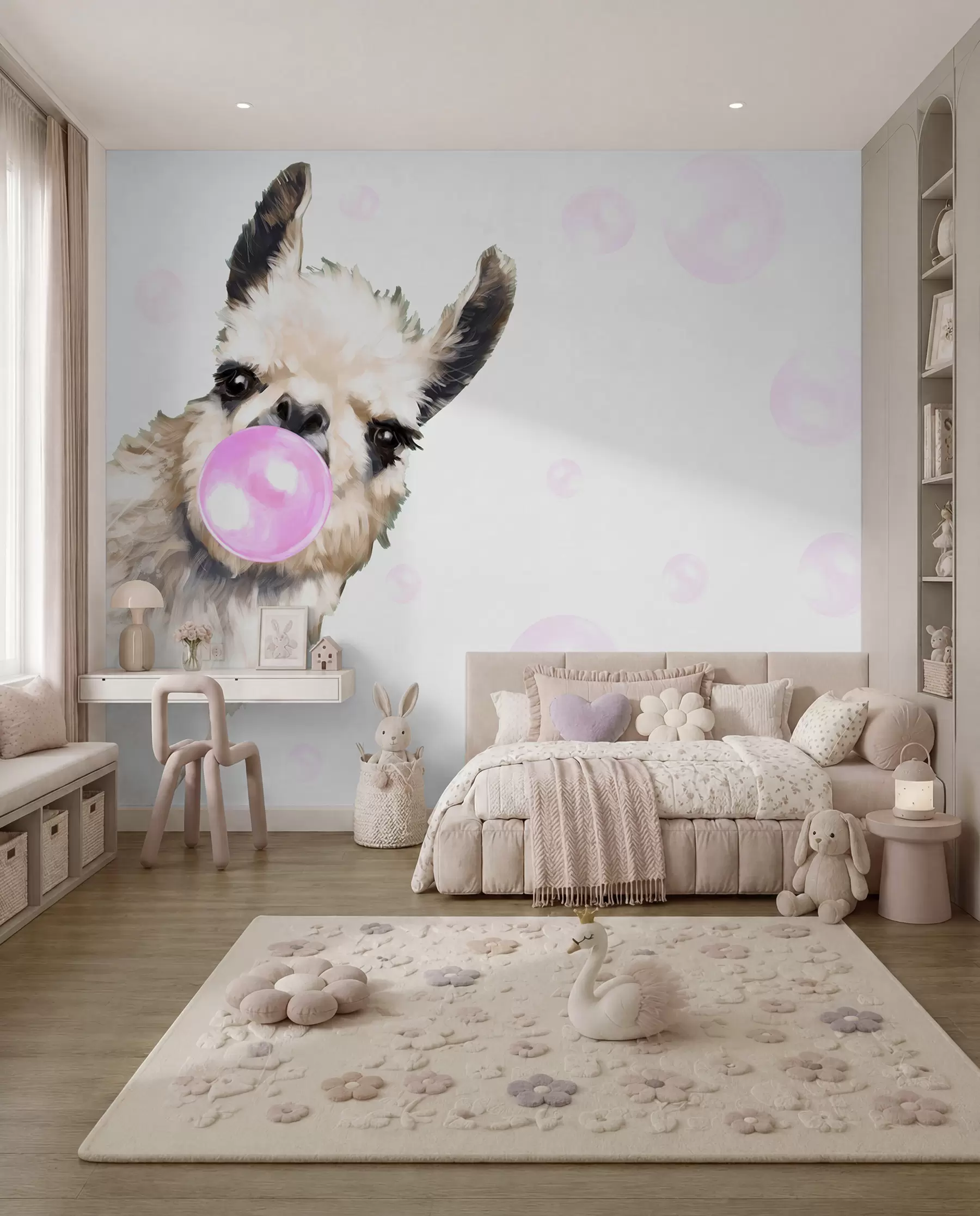 Fototapeta Lama z balonem z gumy u98952
