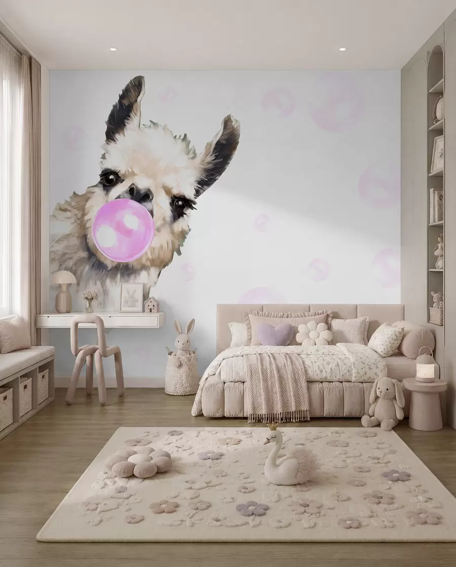 Fototapeta Lama z balonem z gumy u98952