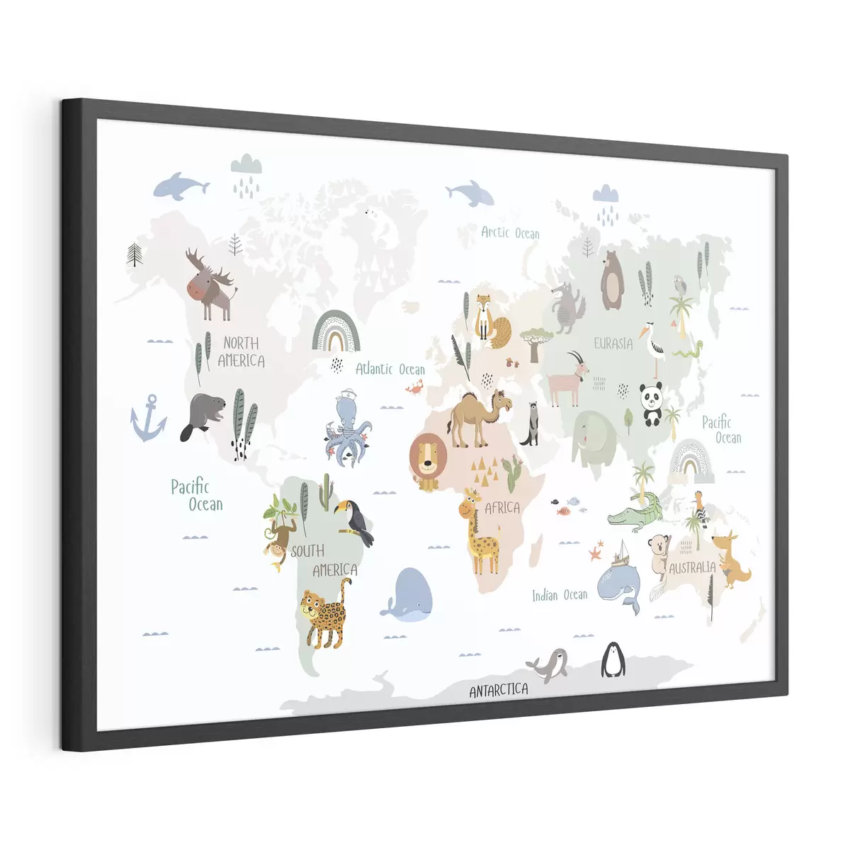 Plakat Mapa świata zwierząt f32082