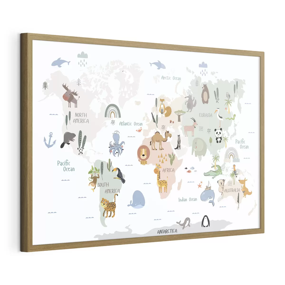 Plakat Mapa świata zwierząt f32082