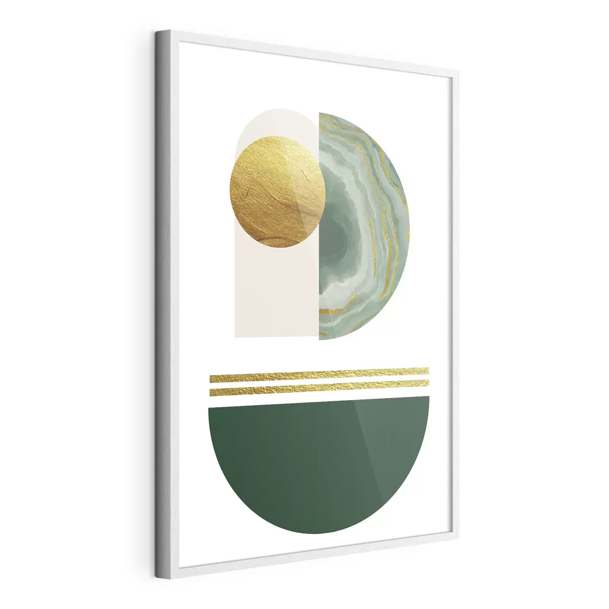 Plakat Geometryczne zielone półkola i żółte koło f35986