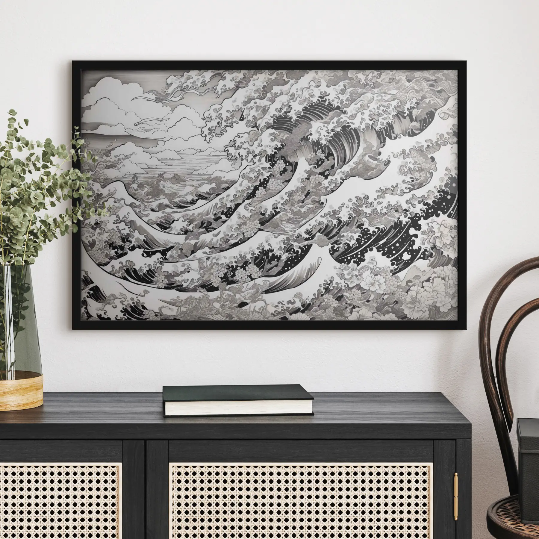 Fototapeta Tsunami w czerni i bieli f36234