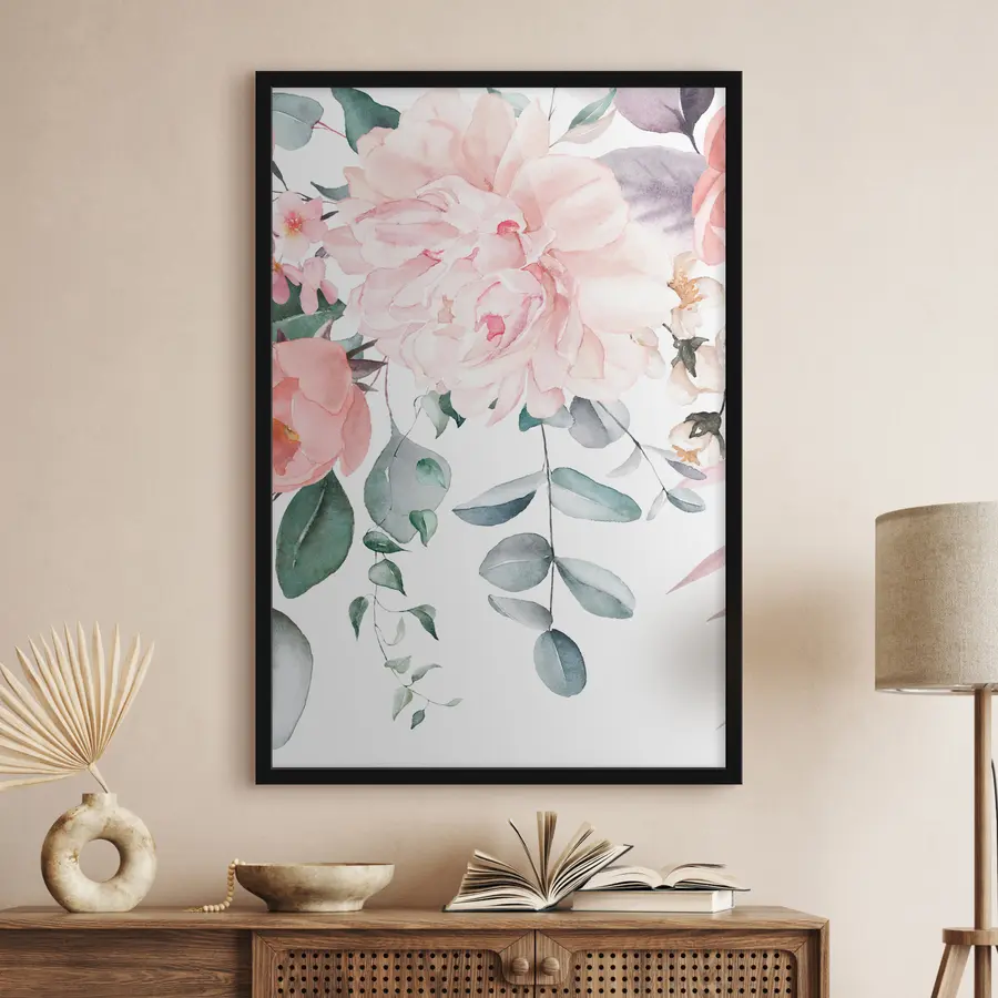 Fototapeta Różowy kwiat acarella na tle zwisających liści f36141