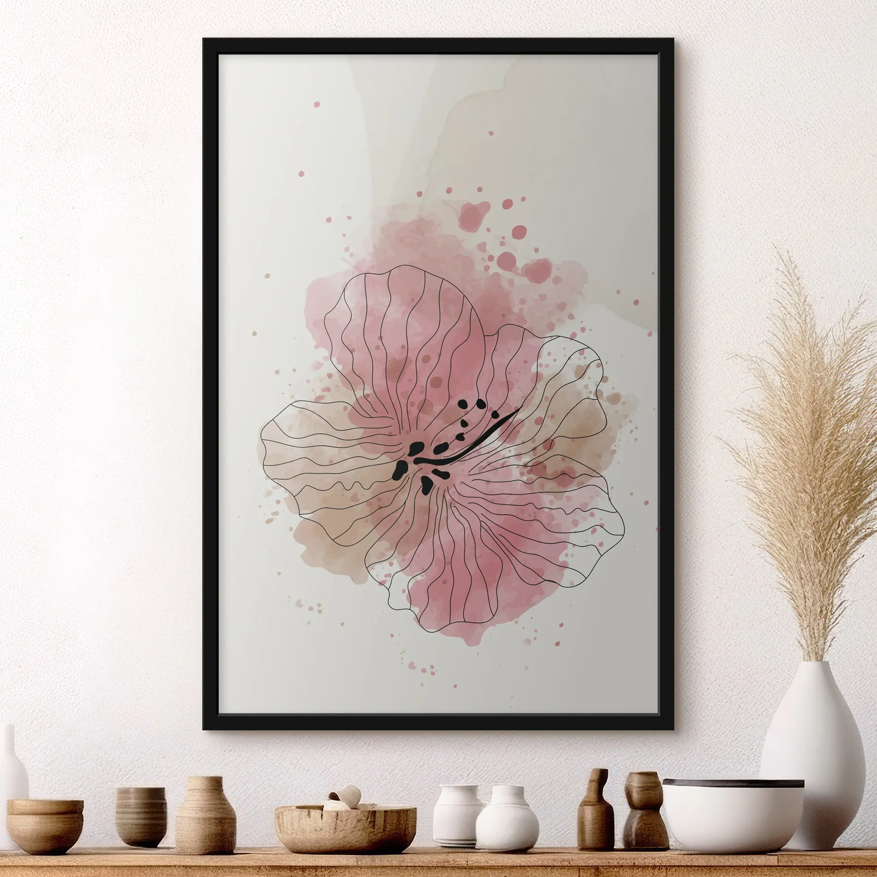 Fototapeta Różowy rumieniec w akwareli f36136