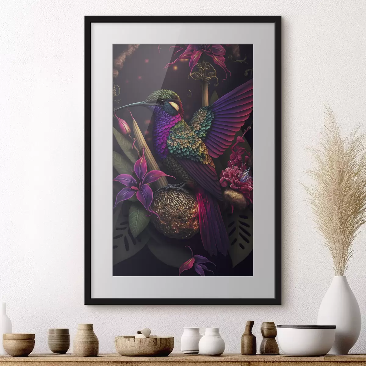 Plakat Kolibry i kwiaty f33703