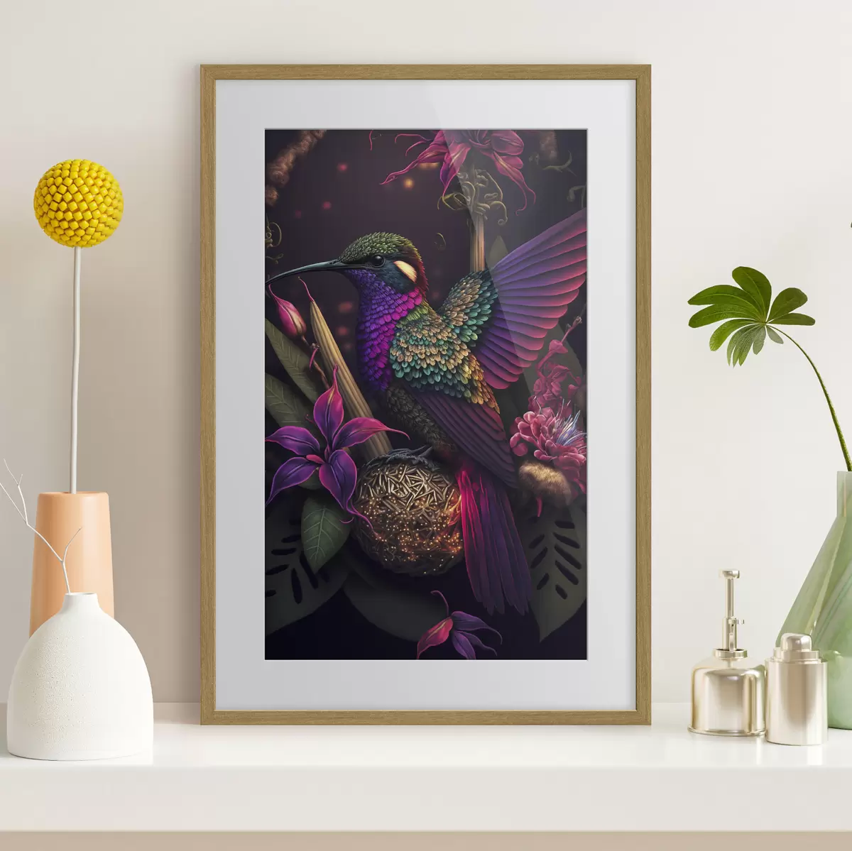 Plakat Kolibry i kwiaty f33703