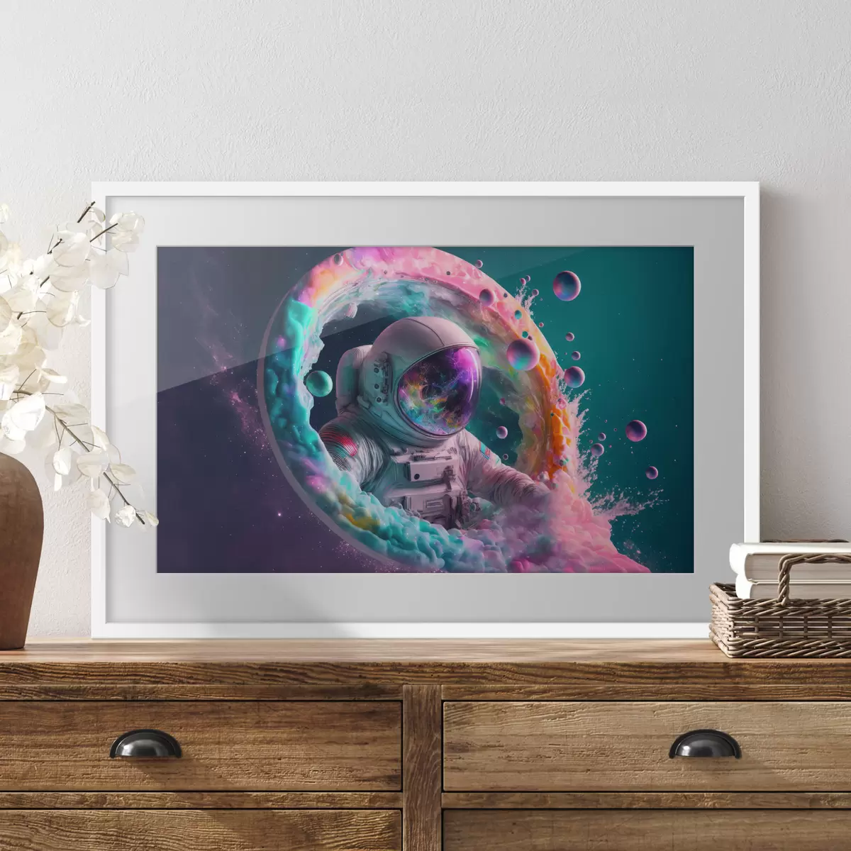Plakat Astronauta w jasnej galaktyce w stylu pop art f33510