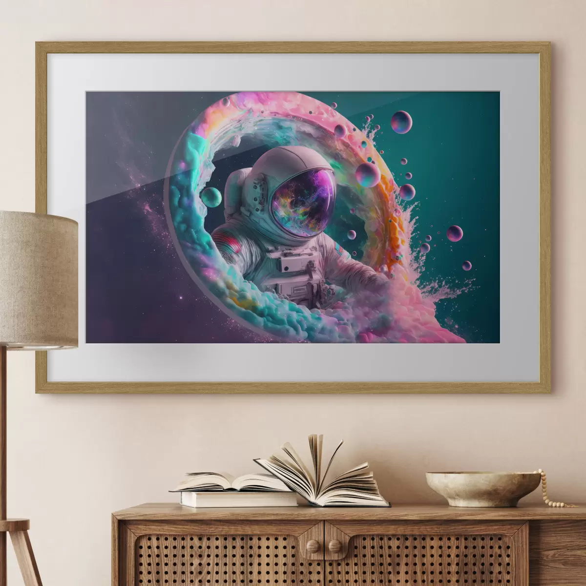 Plakat Astronauta w jasnej galaktyce w stylu pop art f33510