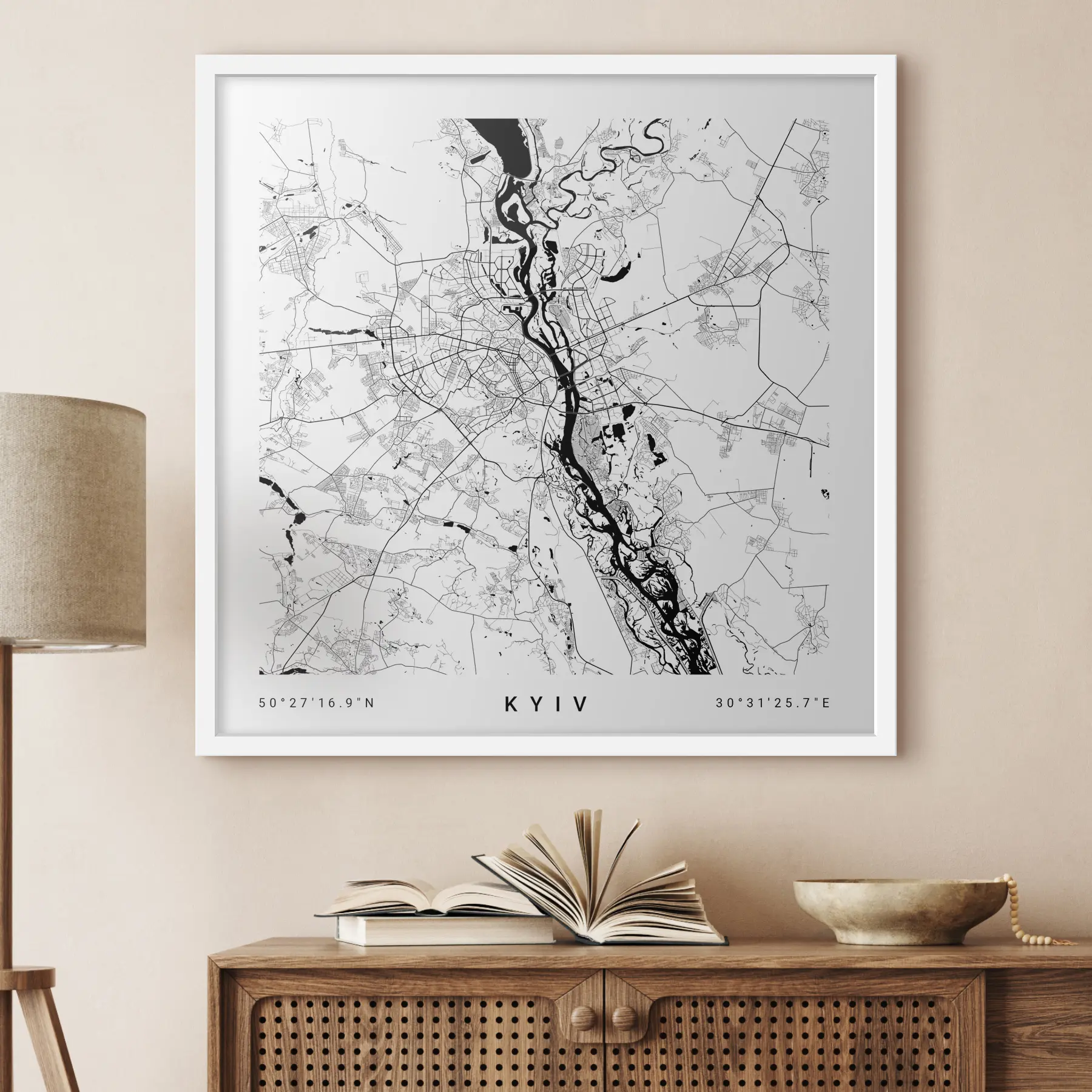 Fototapeta Minimalistyczna mapa miasta Kijów na Ukrainie f31428v1