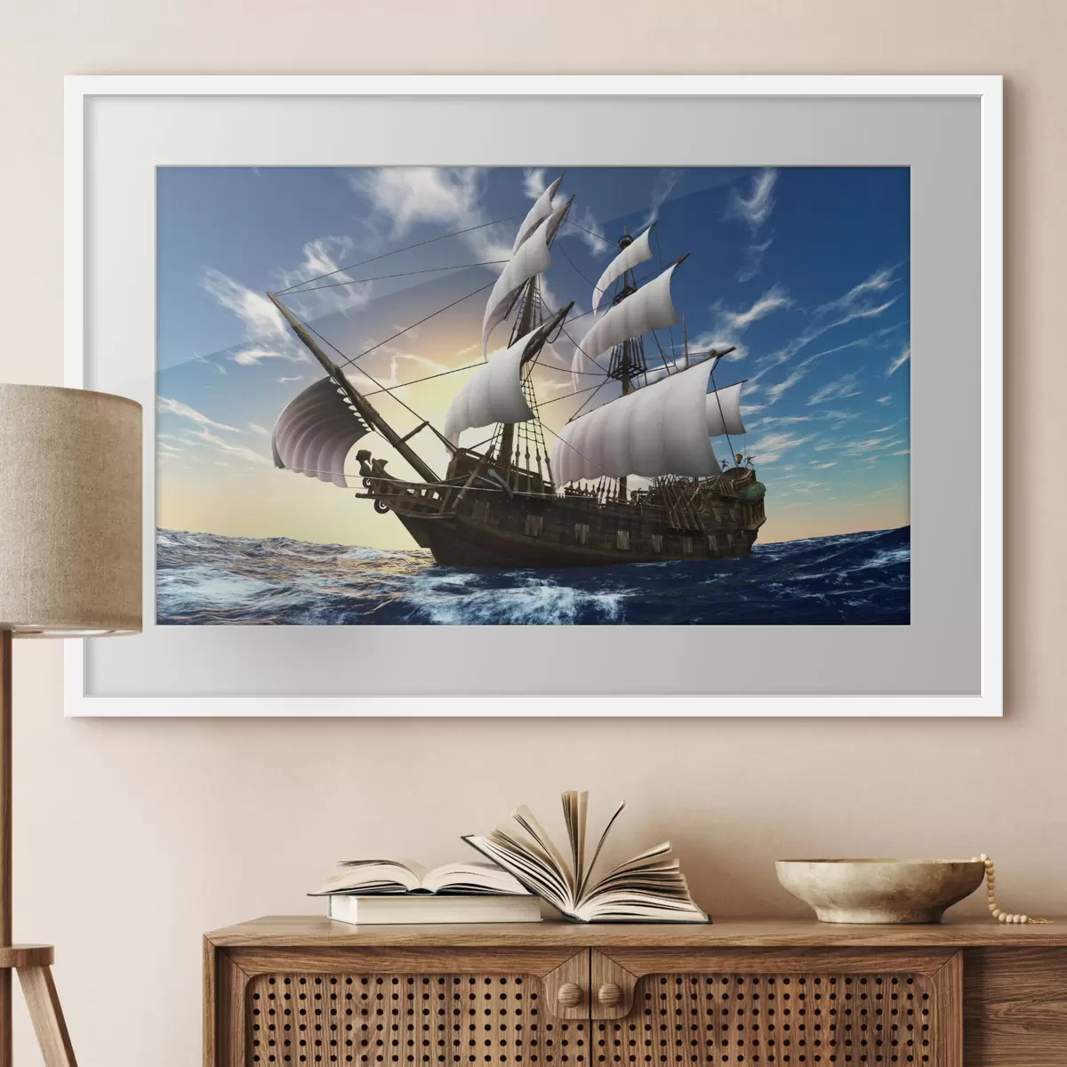 Plakat Piękny statek na morzu f15797