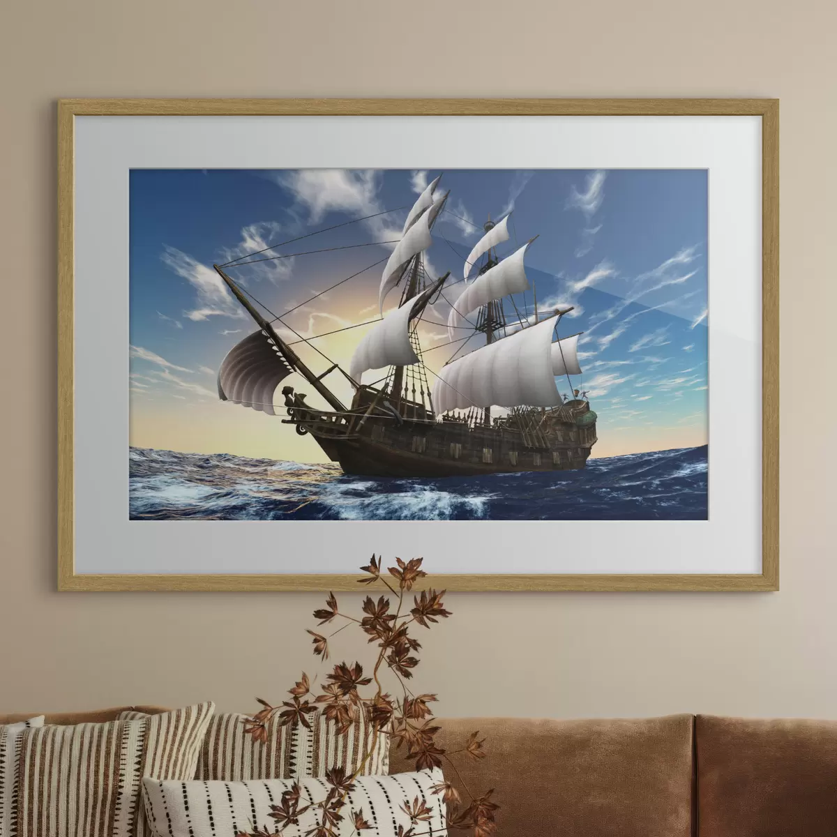 Plakat Piękny statek na morzu f15797