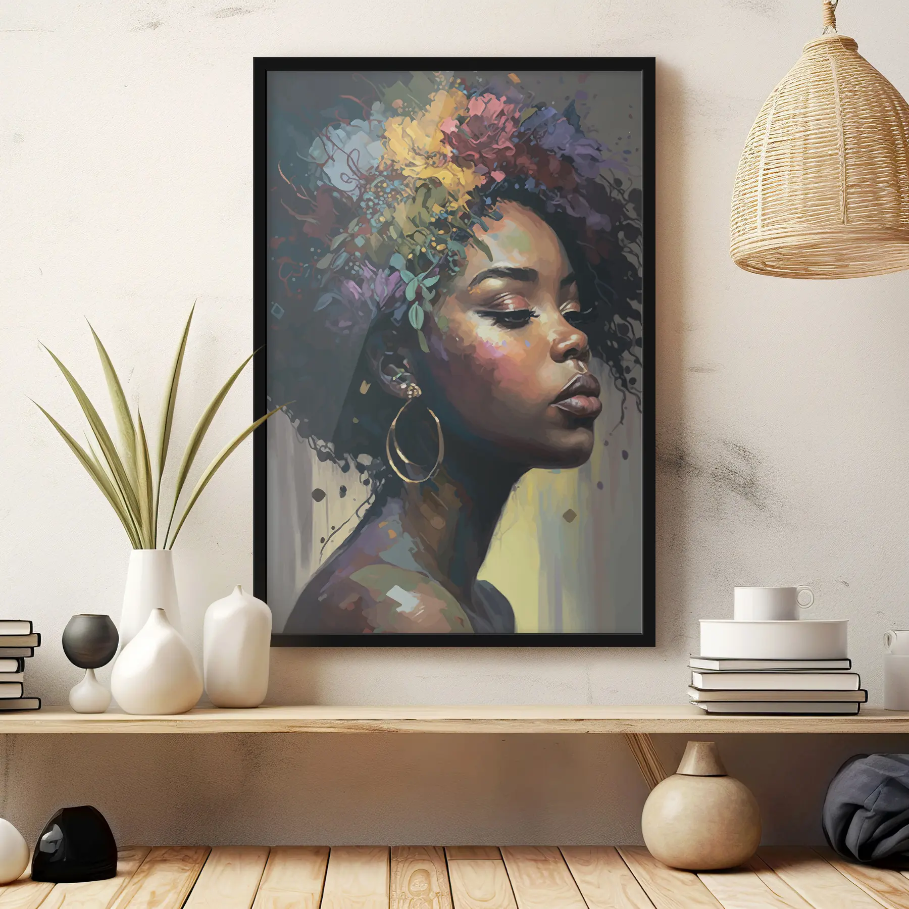 Fototapeta Piękna czarna kobieta z kolorowymi włosami f36577