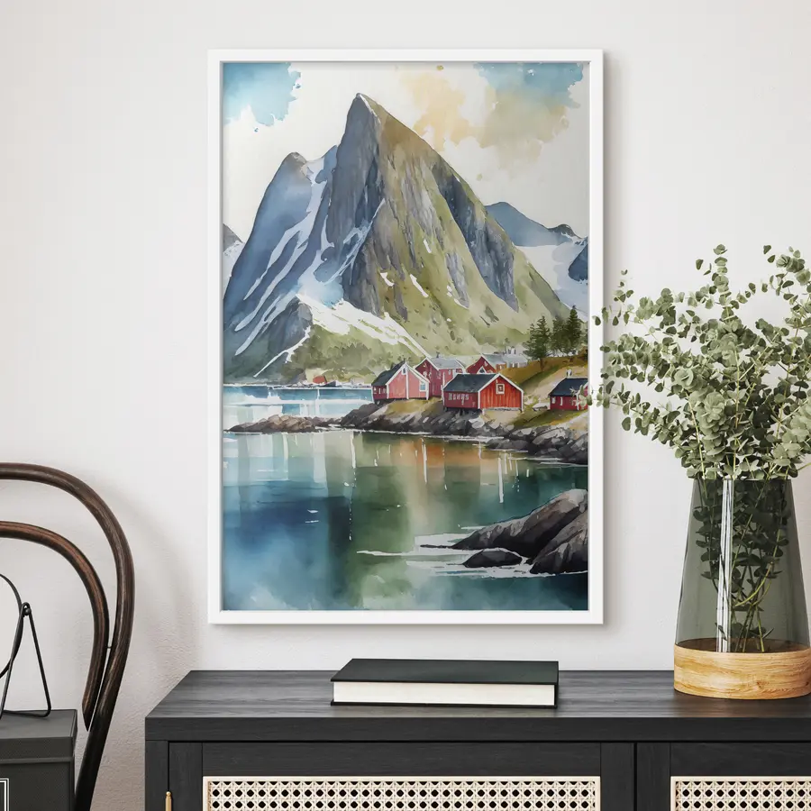 Fototapeta Norwegia, przyroda, akwarela, Lofoty f36685