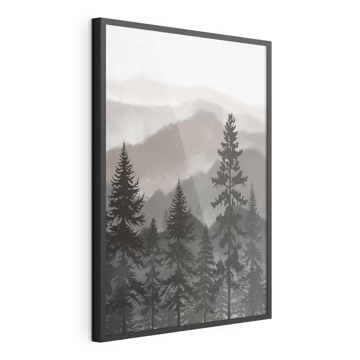 Plakat Górski krajobraz z jodłami w akwareli f37017v1