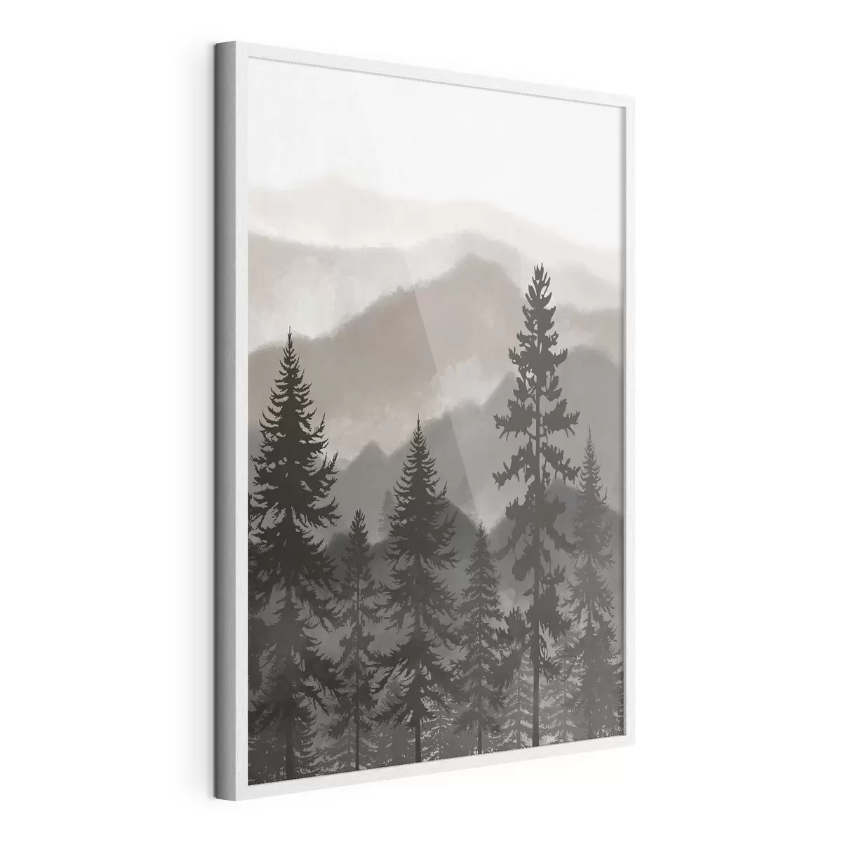 Plakat Górski krajobraz z jodłami w akwareli f37017v1