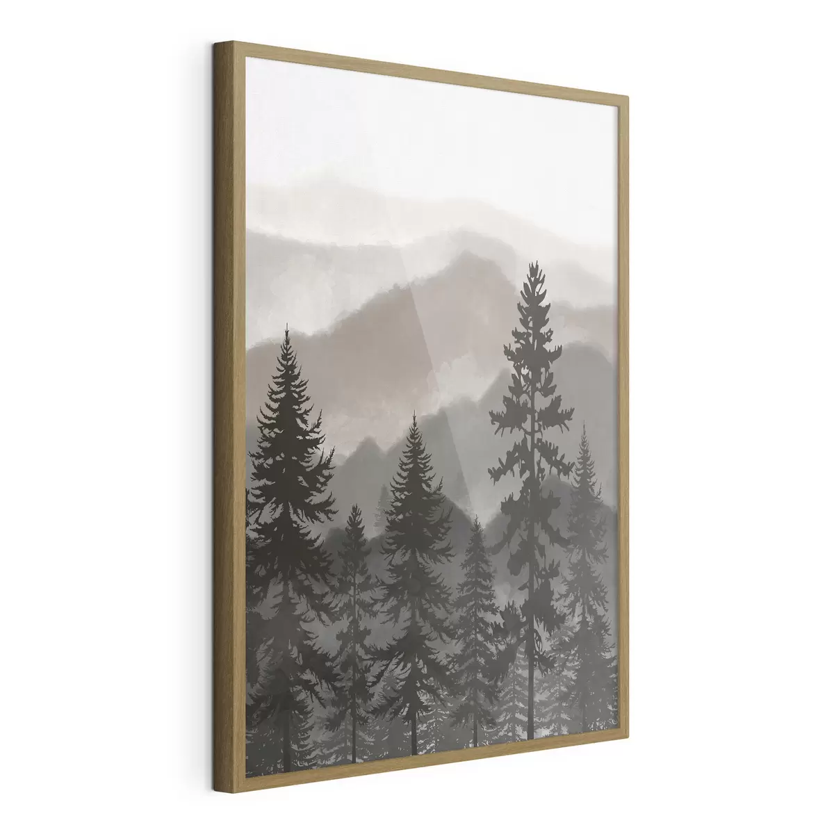 Plakat Górski krajobraz z jodłami w akwareli f37017v1