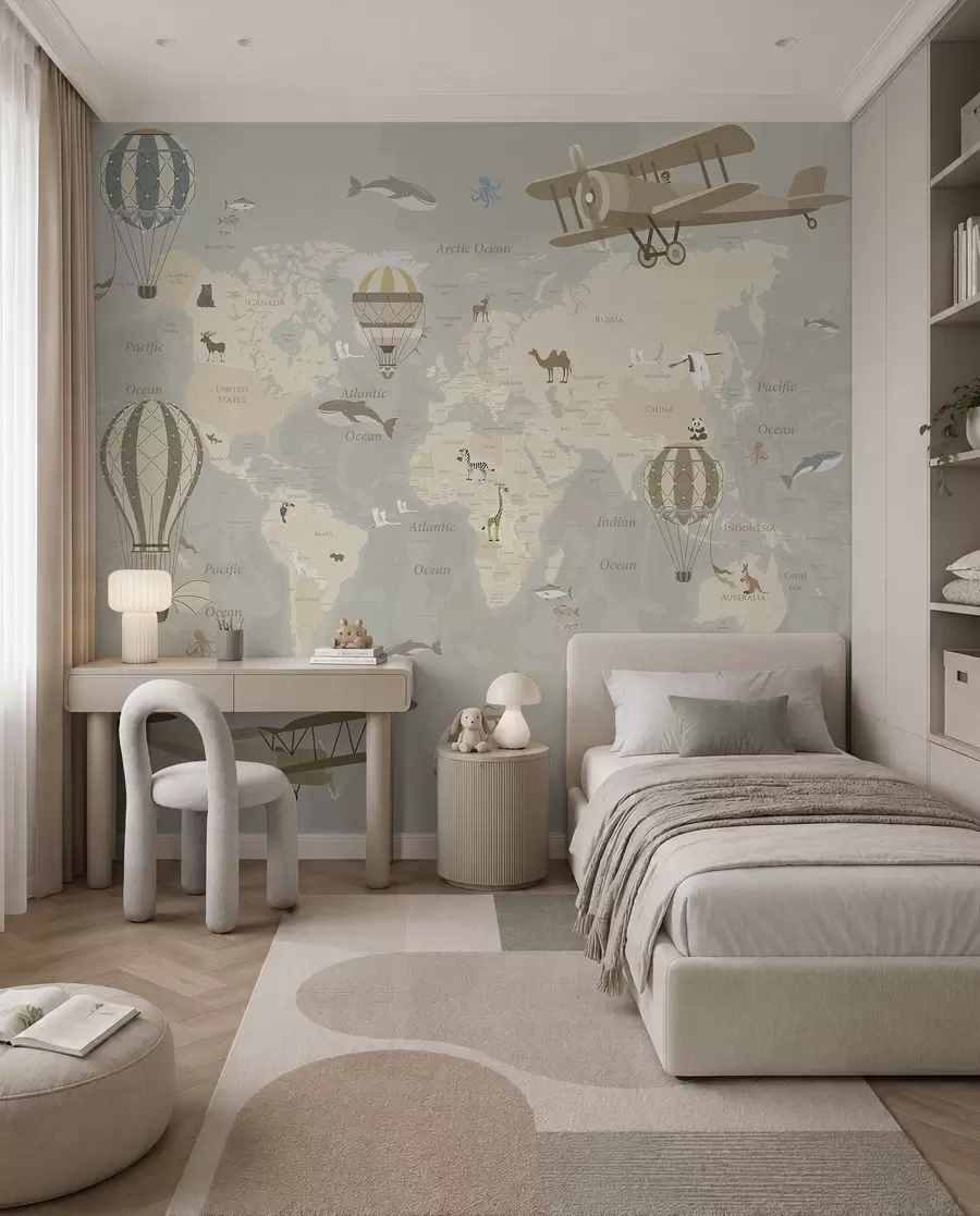 Fototapeta Mapa świata z balonami I u36066d1