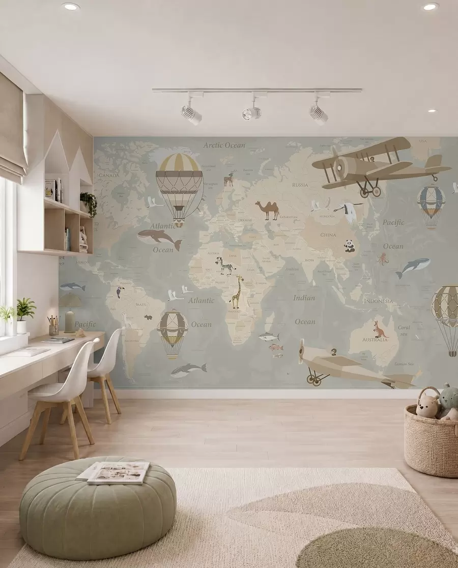 Fototapeta Mapa świata z balonami II u36066d2