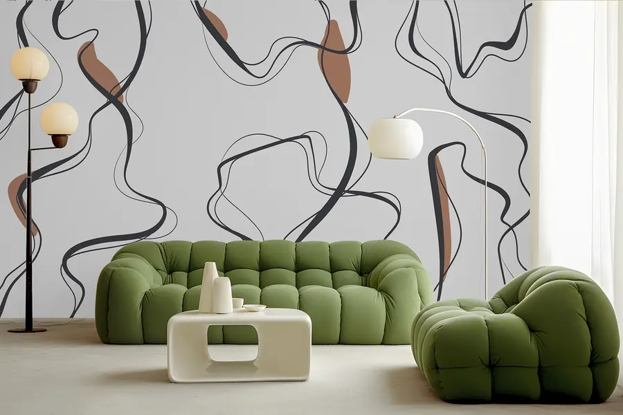 Fototapeta Rysunek tuszem, abstrakcyjny wzór, geometryczne linie, szary i pomarańczowy u99659v3